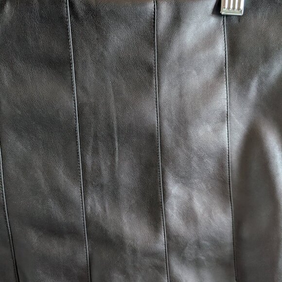 En Saison Black Vegan Leather Pleated Mini Skirt Medium Tennis skirt - Picture 6 of 11